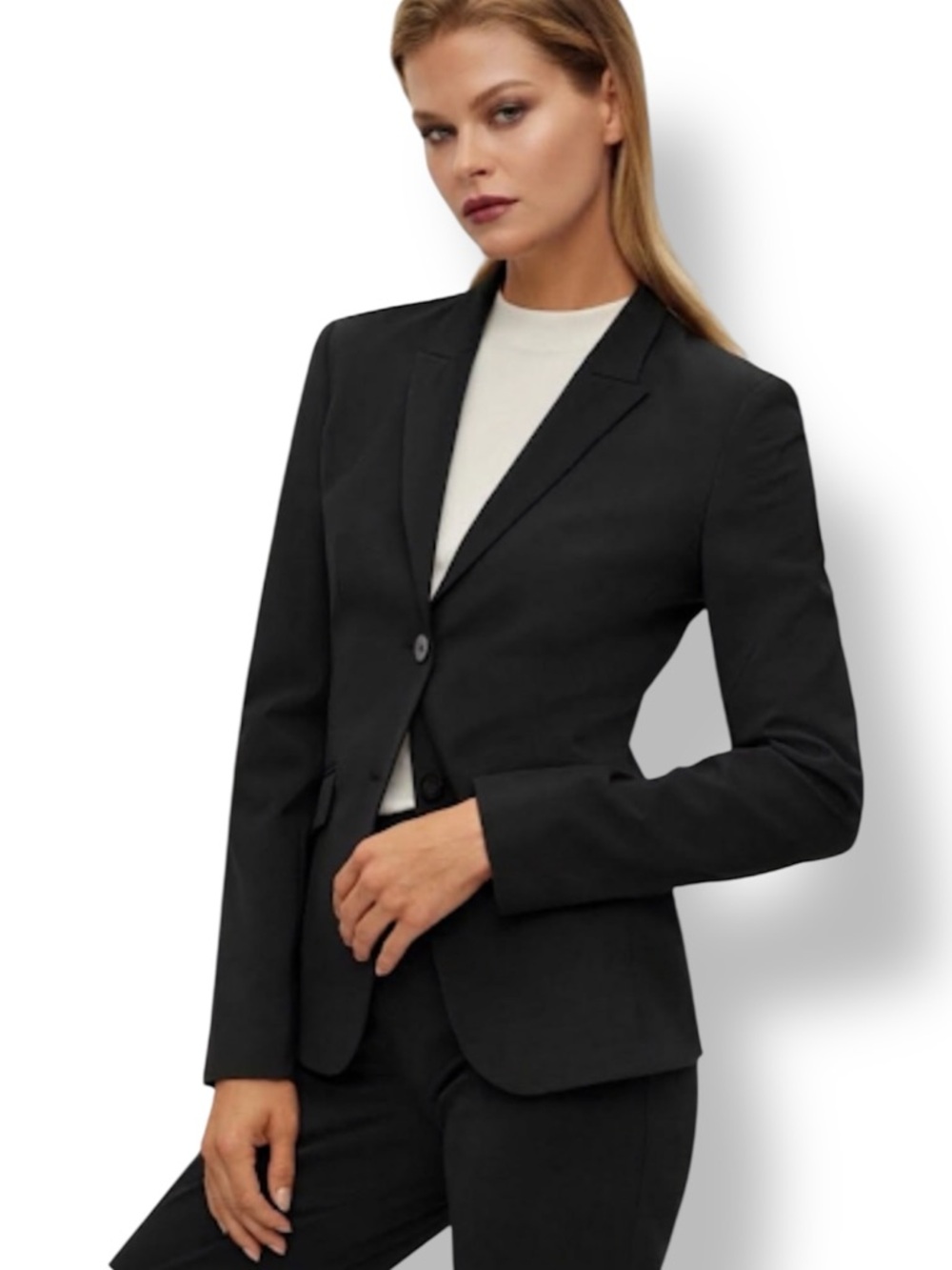 HUGO BOSS Black Julea Virgin Wool Two-Button Blazer Jacket Size 2 US